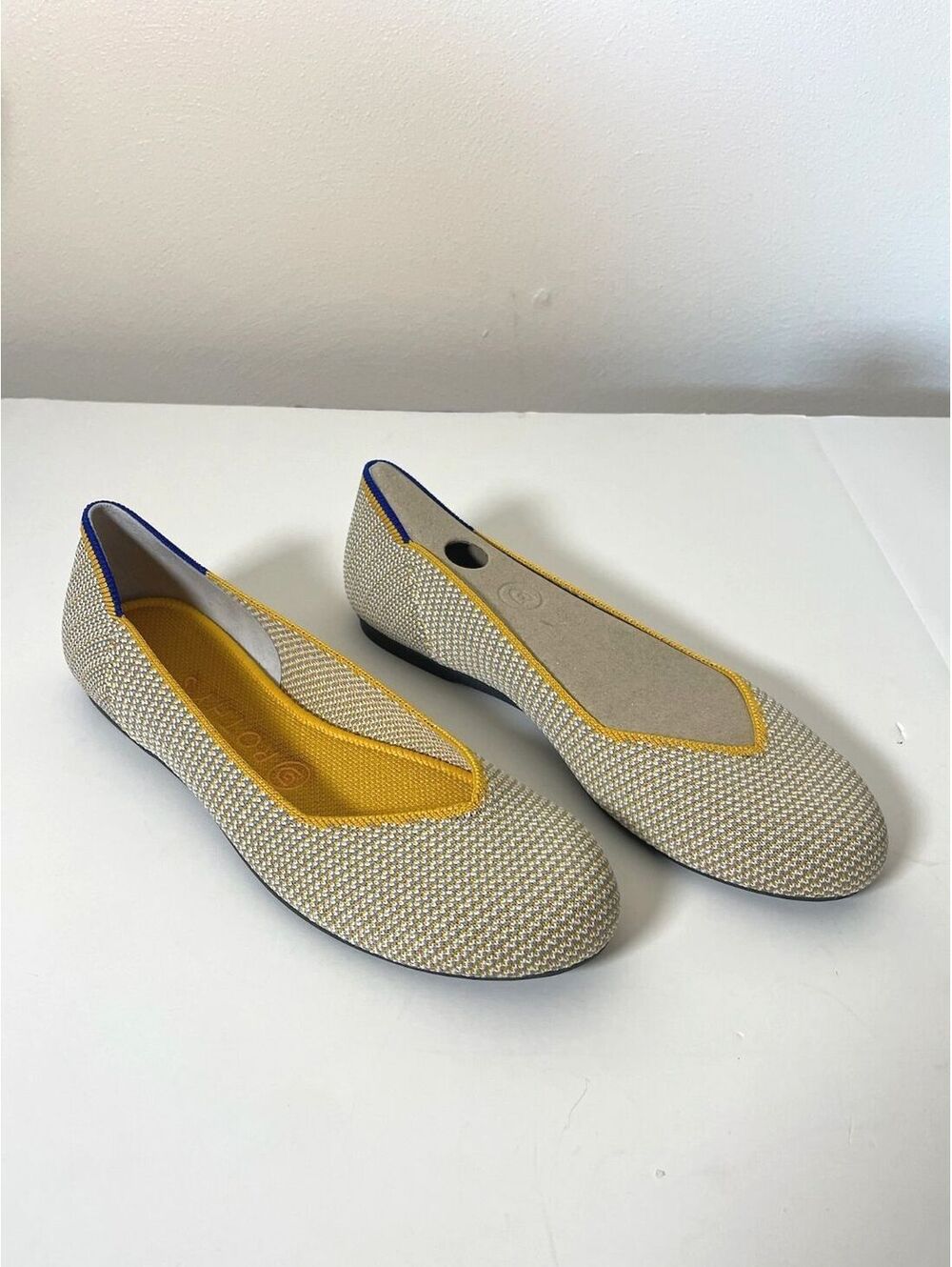 Rothy's The Flat Dandelion Triple Stitch Yellow Round Toe Ballet Flats Sz 8 NWOB